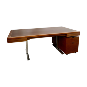 Former large Walter Knoll design chair desk from the 70s rosewood and metal with box