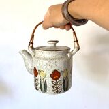 Stoneware teapot and its 3 cups, 1970s