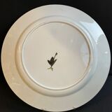 Round earthenware dish - hand decoration signed and marked