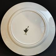 Round earthenware dish - hand decoration signed and marked