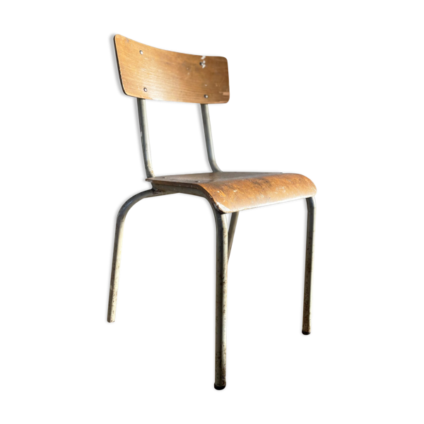 Chaise d'école vintage, bois et métal - Bon état sur Selency
