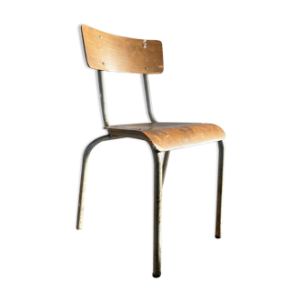 Vintage school chair, wood and metal