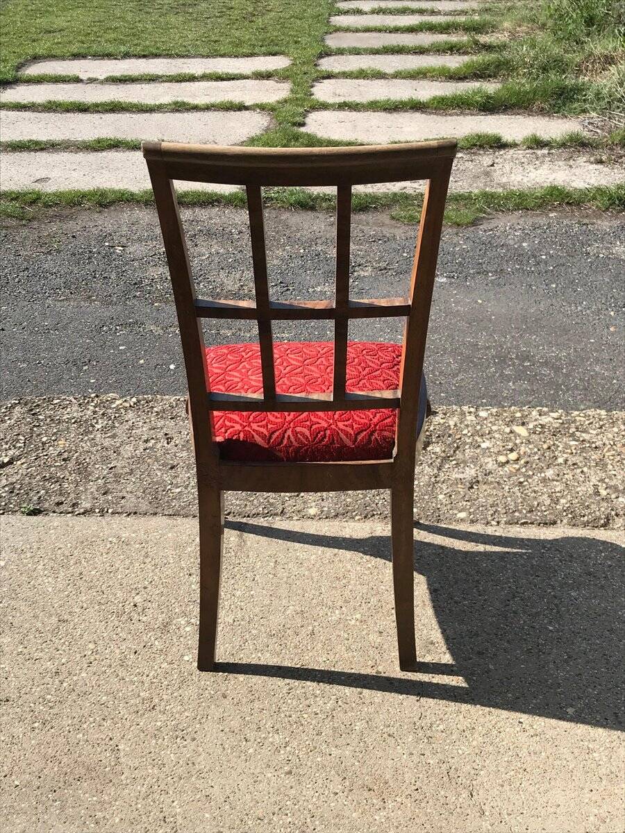 Art Deco chair set in red velvet on a wooden frame, 1930s.