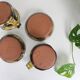Set of 2 stoneware mugs with saucers, artisanal pottery, 1980