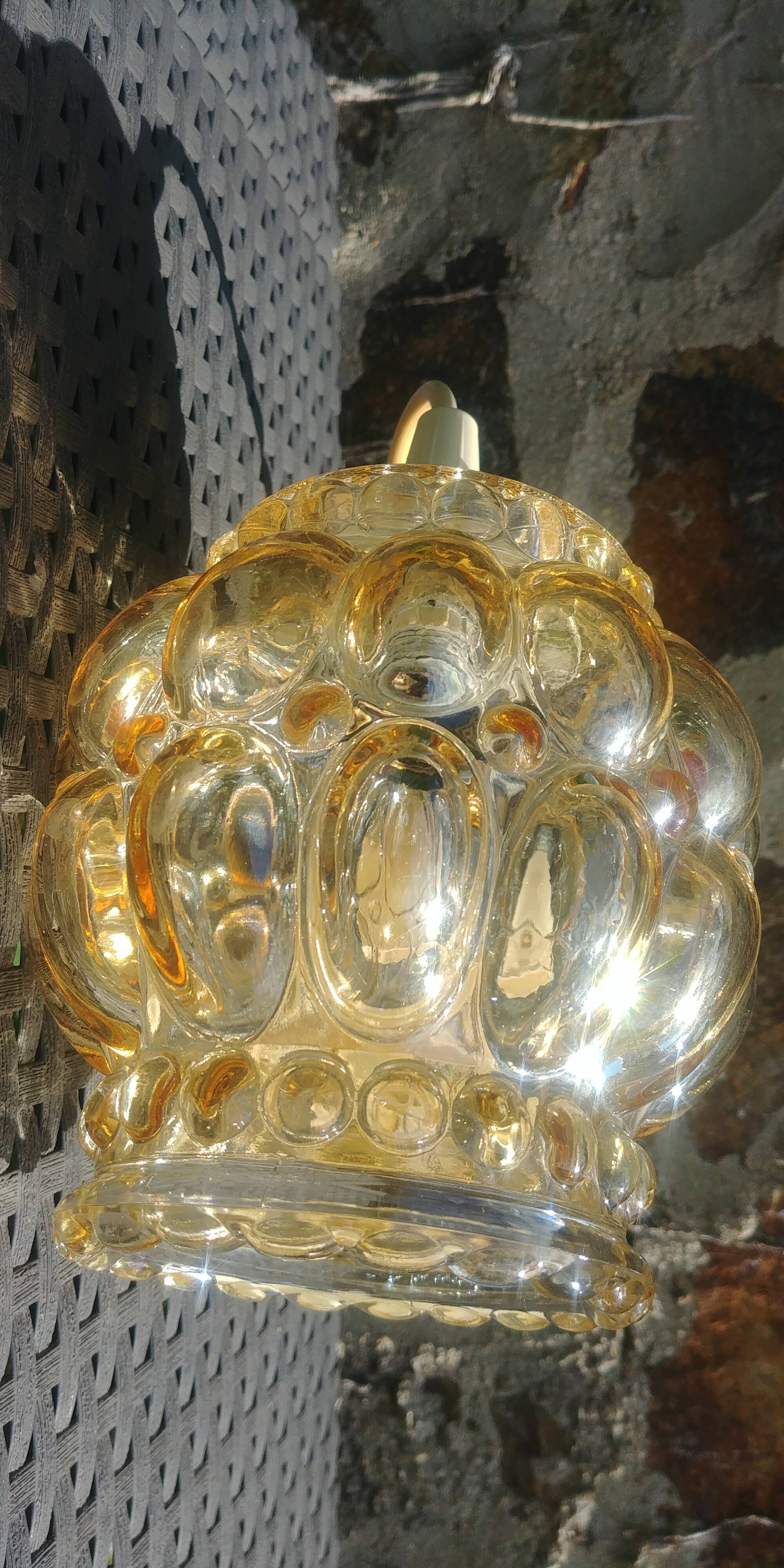 Vintage Amber Glass Bubble Suspension 70s