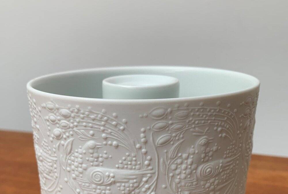 White porcelain candlestick from mid-century by Bjørn Wiinblad for Rosenthal.