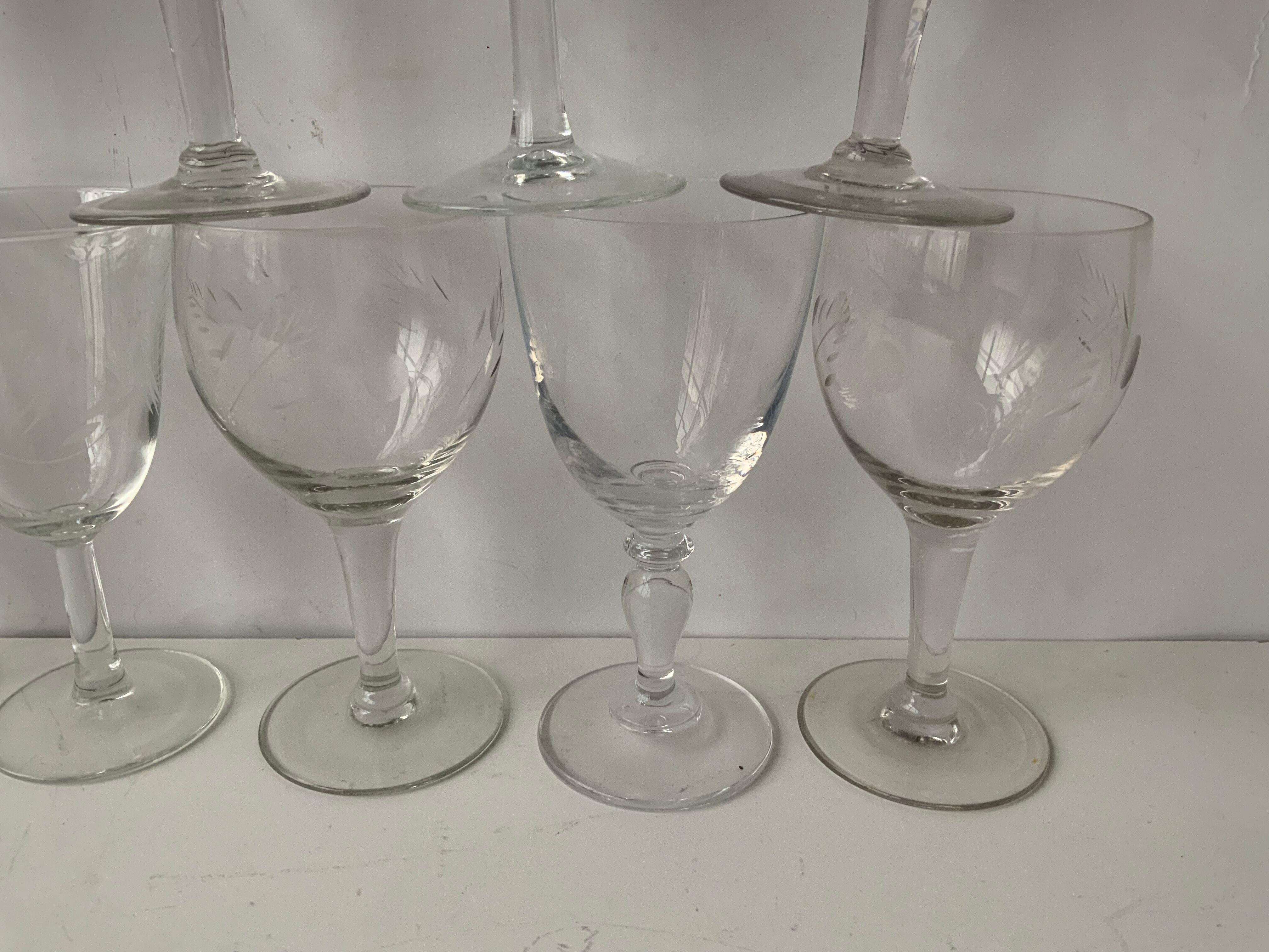 14 antique stemmed glasses