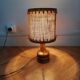 70s olive wood bedside lamp