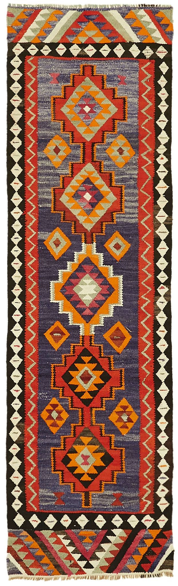 Turkish Handwoven Vintage Herki Kilim 97 cm x 324 cm