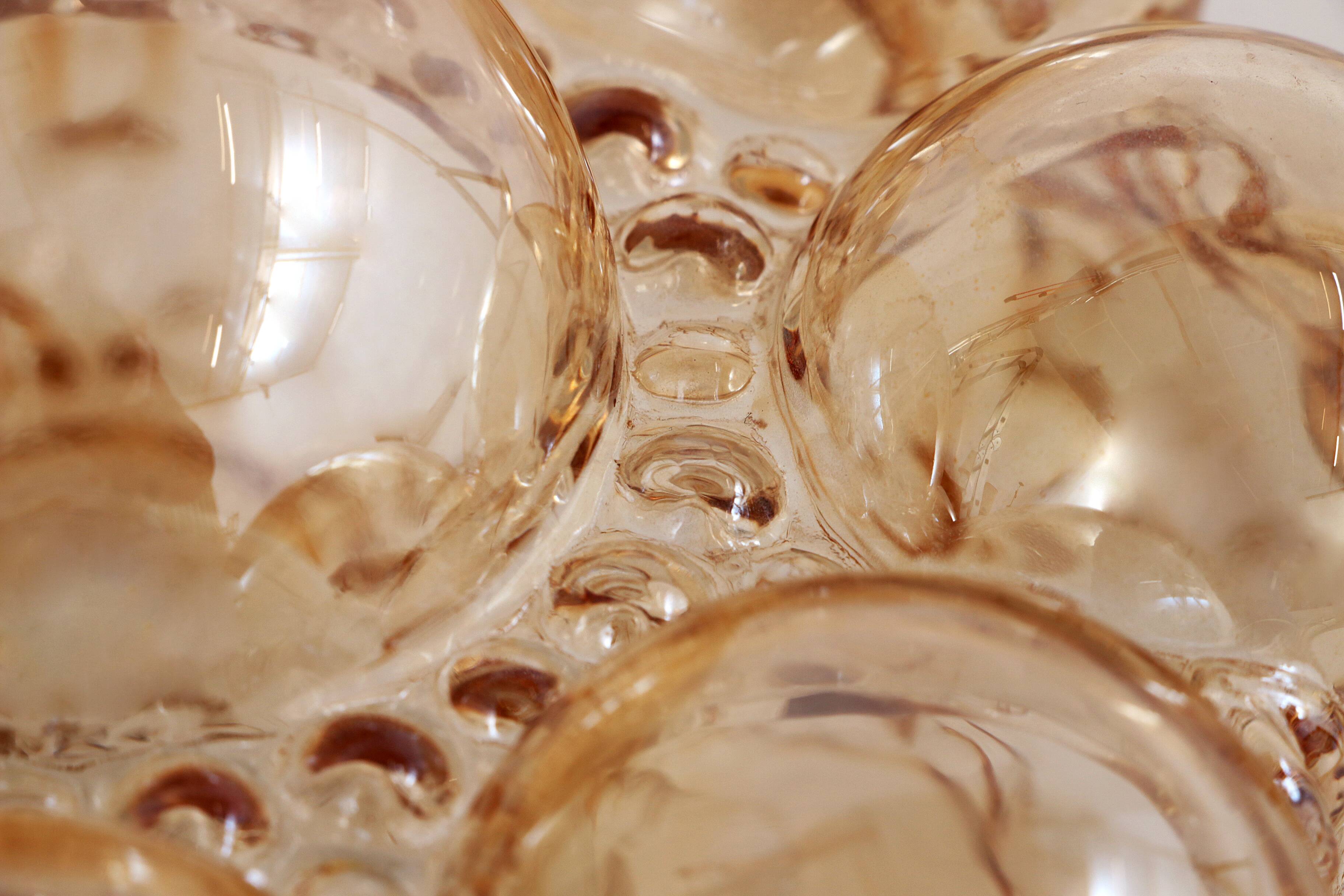 Vintage Amber Bubble Glass Lamp Helena Tynell, 1960