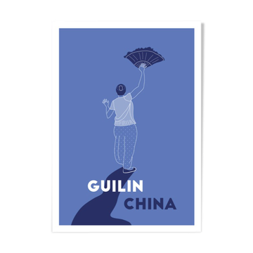 Ménade - Guilin, China - Illustration. A4 21 x 29.7. China, dancer, travel, dance