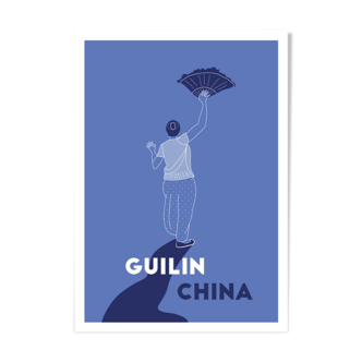 Ménade - Guilin, China - Illustration. A4 21 x 29.7. China, dancer, travel, dance