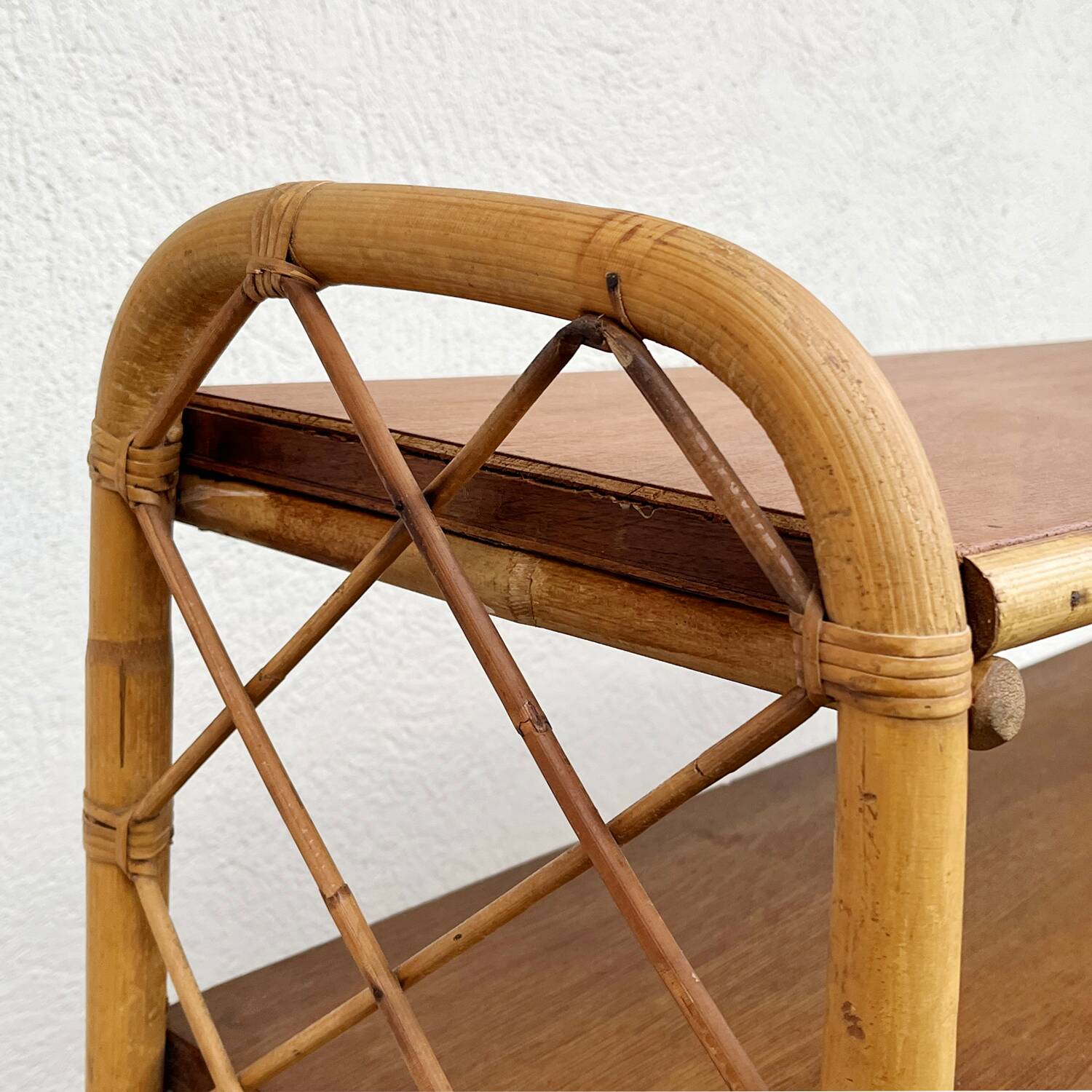 Rattan and bamboo bookcase by Louis Sognot