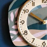 Vintage clock silent rectangular wall clock "Blue Green Pink"