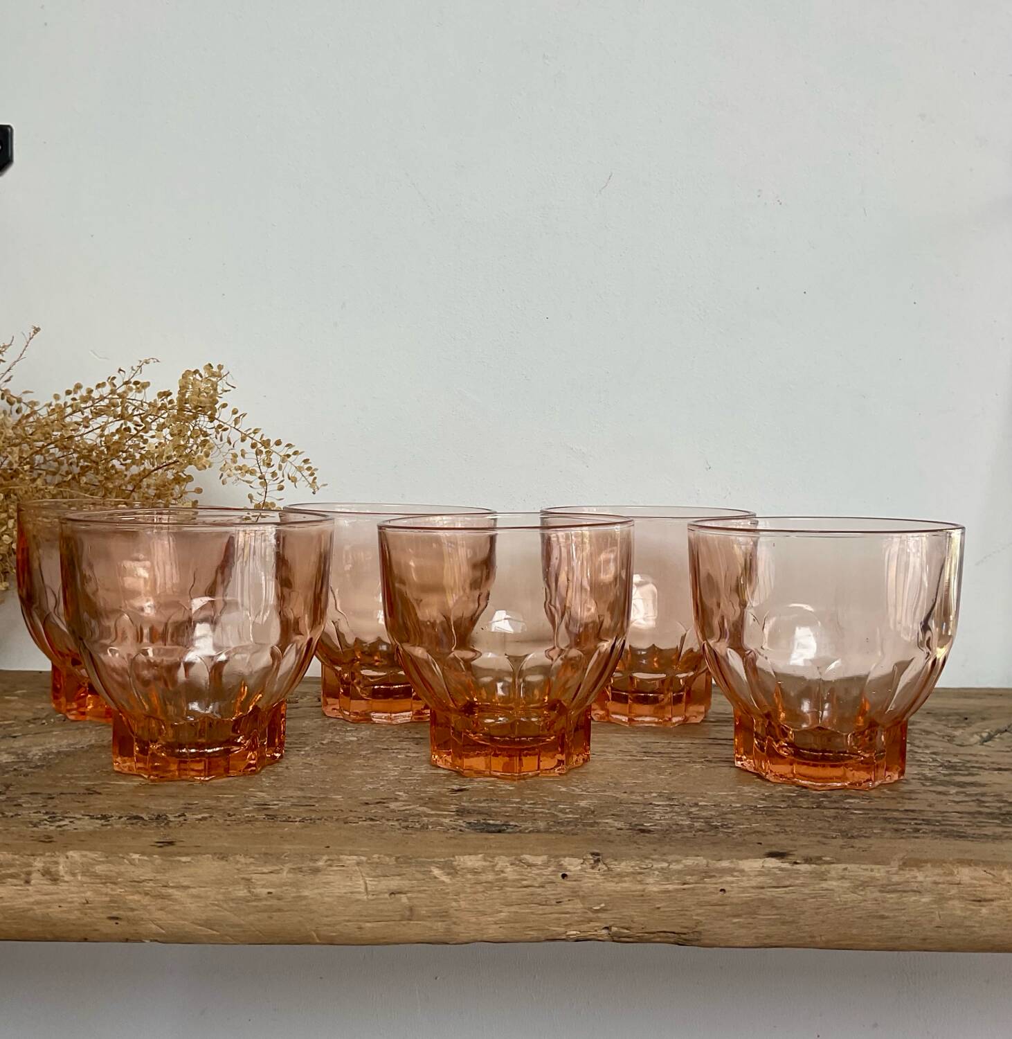6 vintage Rosaline glasses
