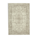 Tapis beige oriental ancien fait à la main 207 cm x 307 cm