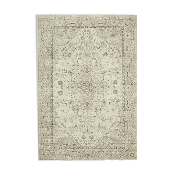 Tapis beige oriental ancien fait à la main 207 cm x 307 cm