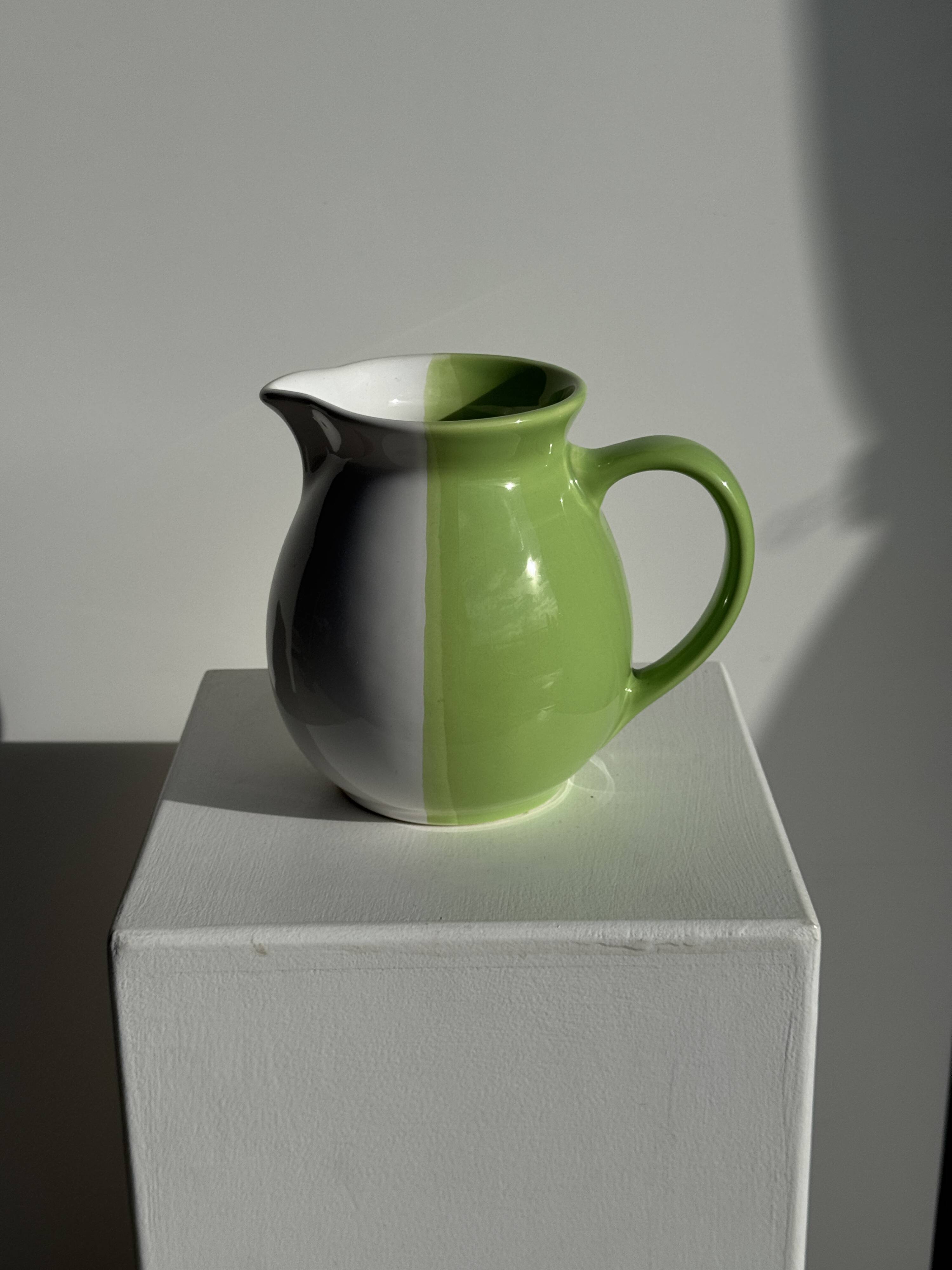 90s white and green ceramic carafe H17 D11