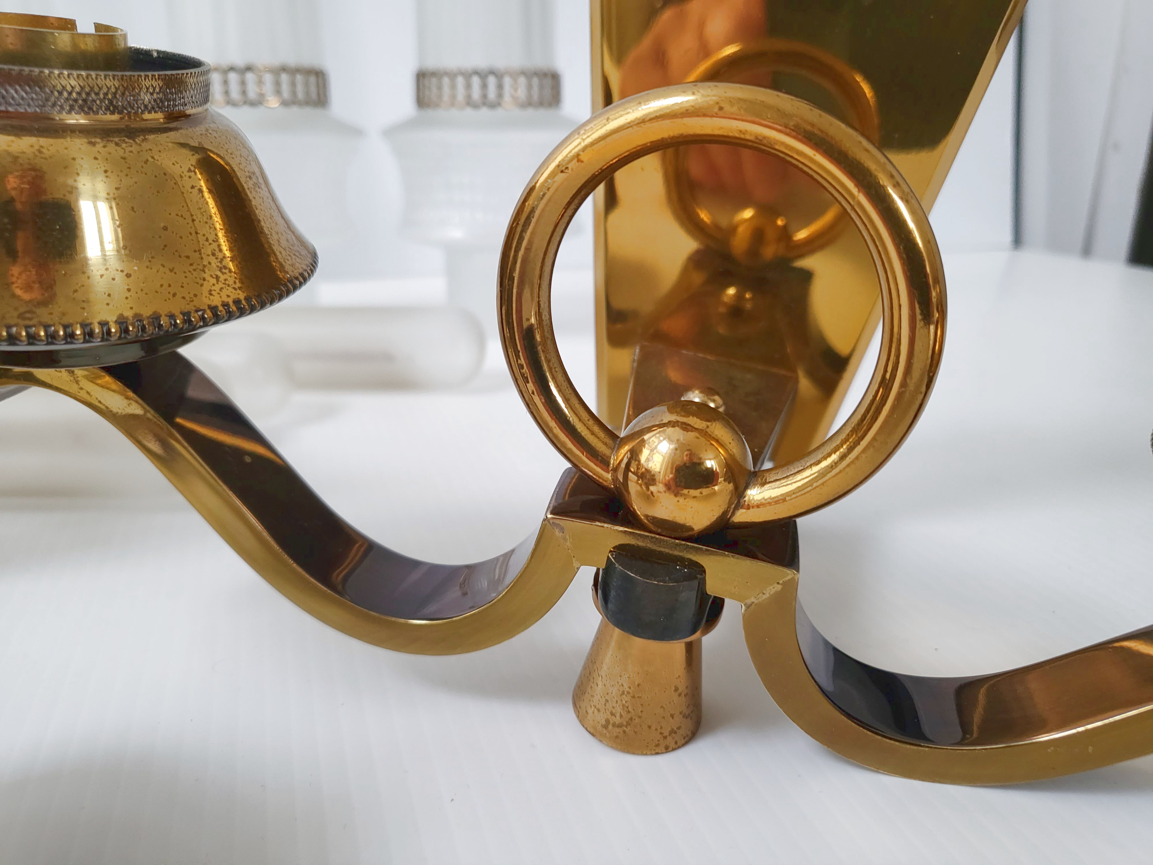 Pair of vintage bronze wall lamps house Libéros 1950