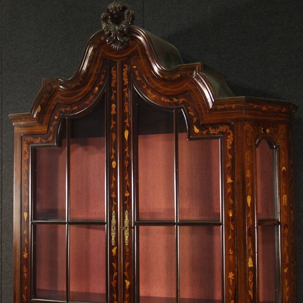 Dutch marquetry display cabinet from the 20th century