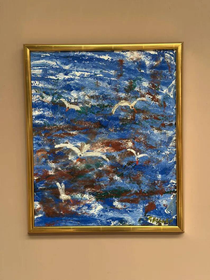 Original Swedish Oil on Canvas – “Storm” by Göta Fogler – Signed – Vintage & Framed – 50 × 42 cm (19.7" × 16.5")