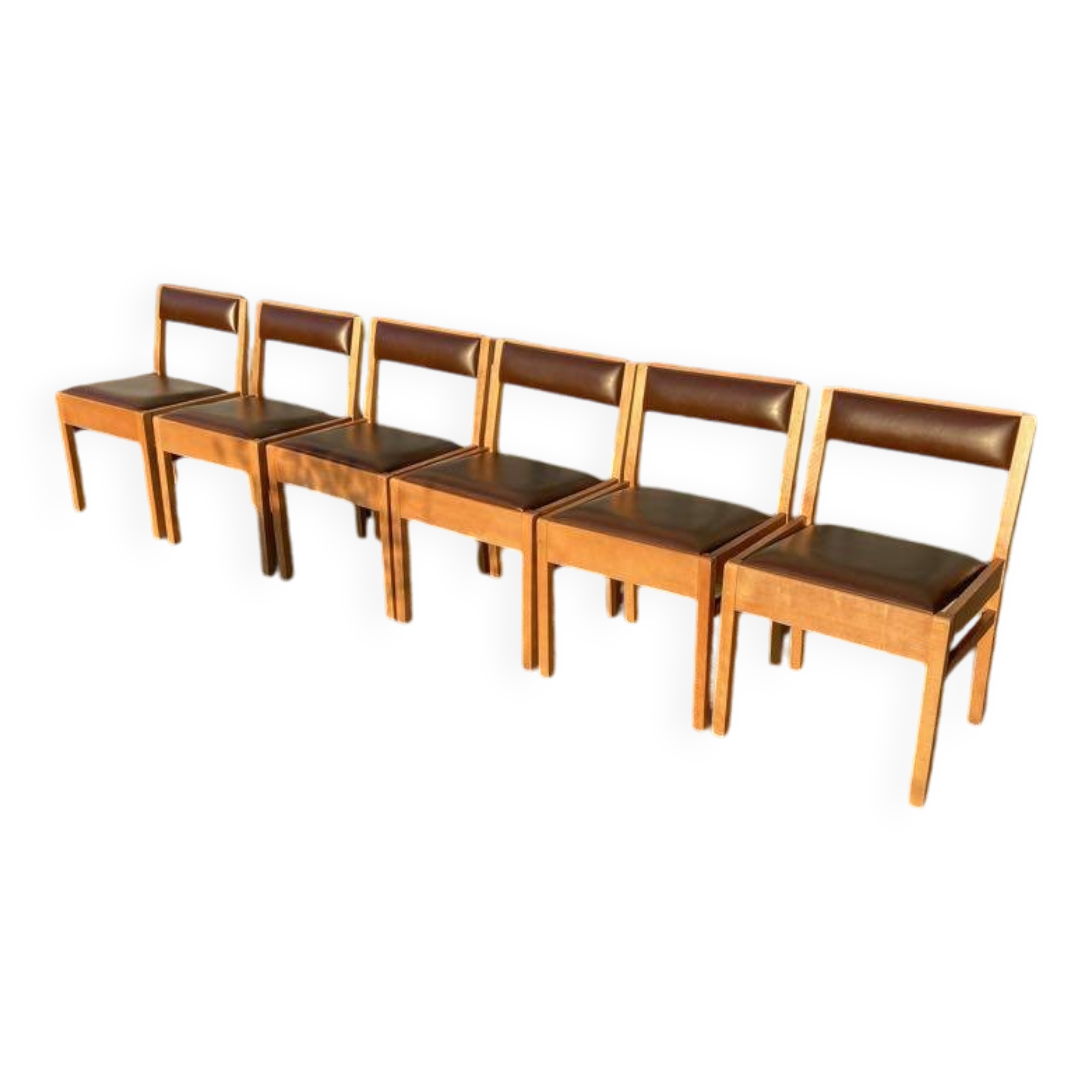 6 chaises bois et skaï