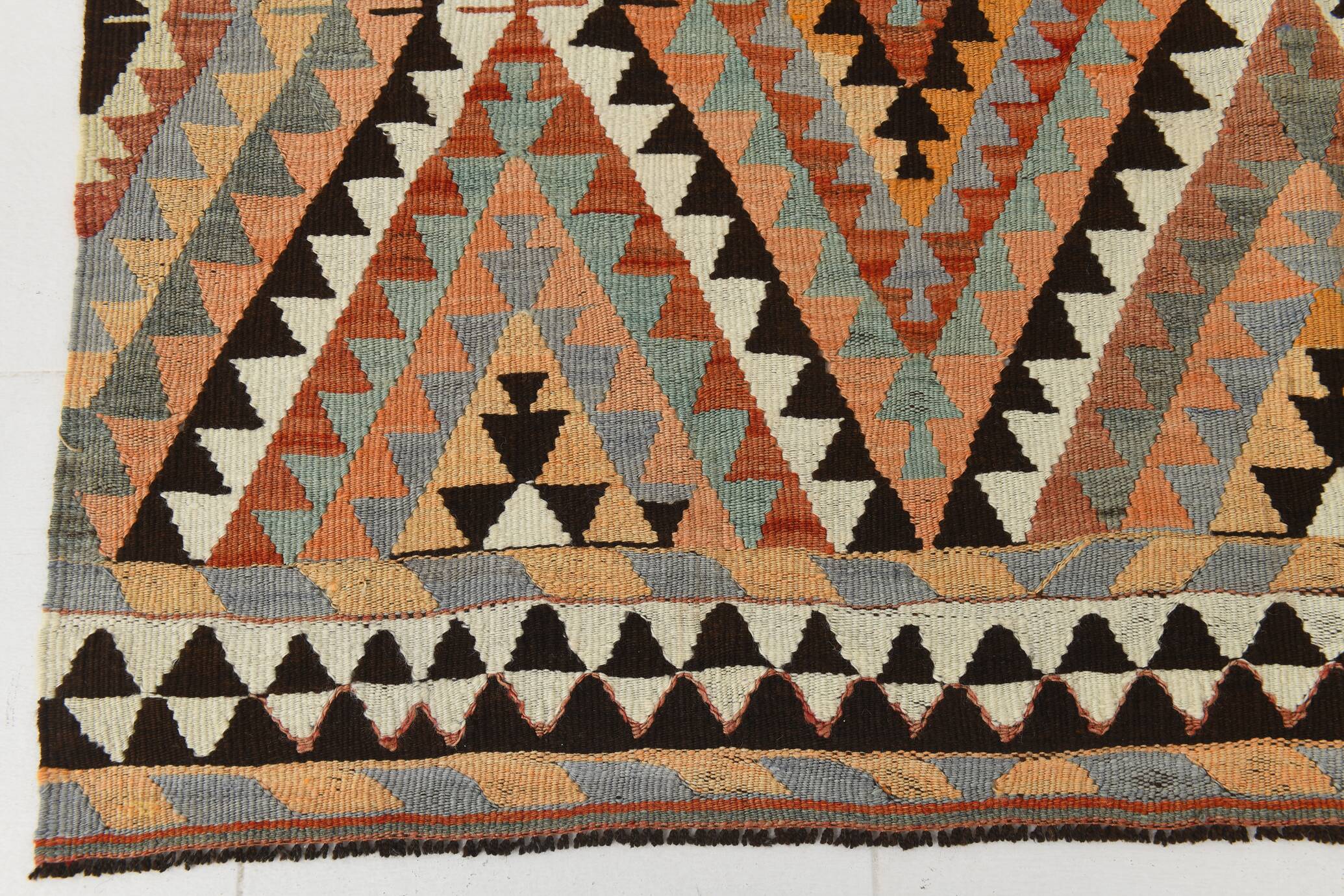 6x10 Soft Colors Anatolian Kilim,Geometric Style Vintage Rug,300x176Cm