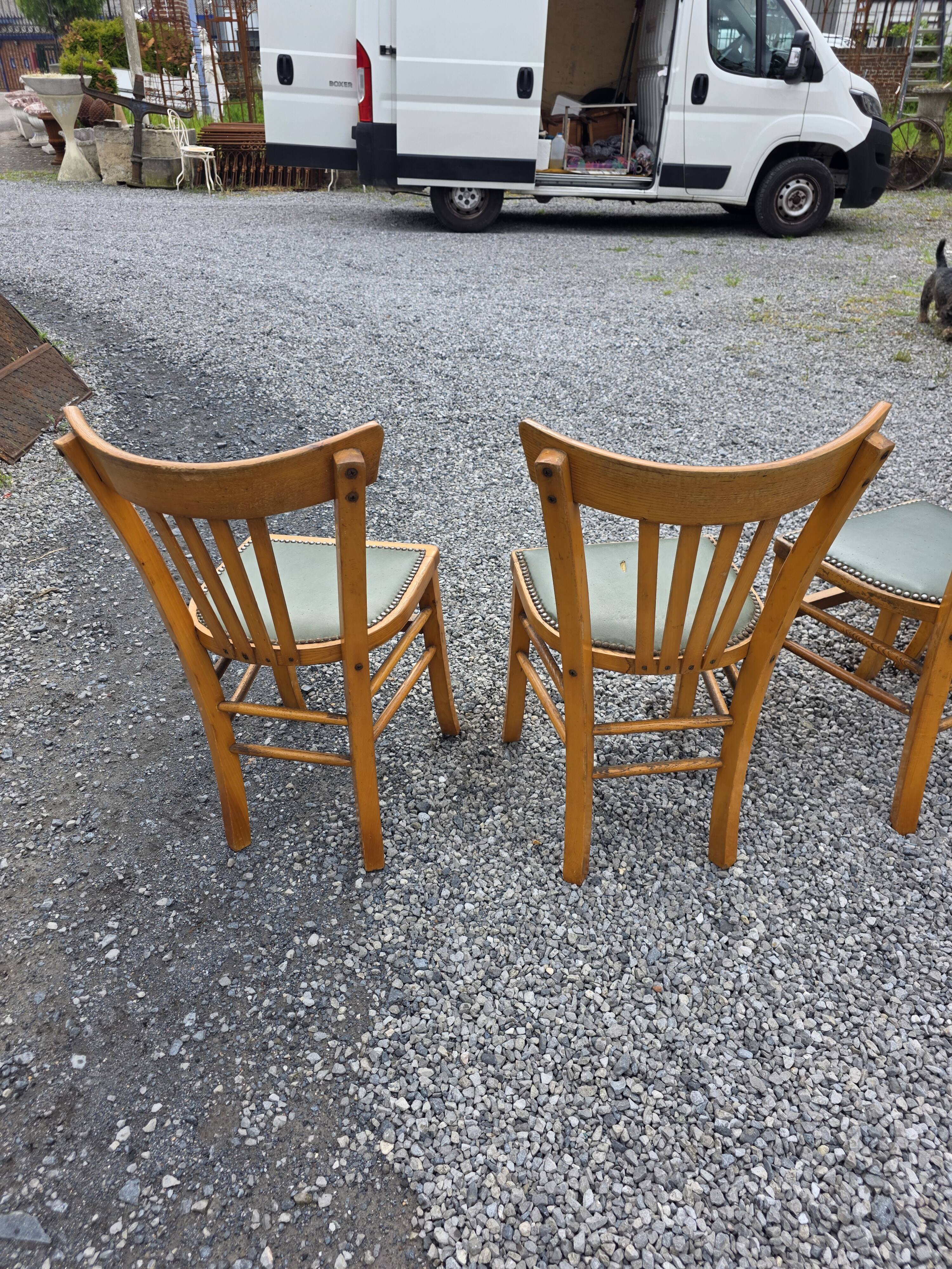 6 bistro chairs in solid oak, 1920s