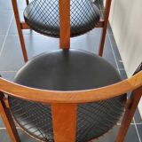 Niels Jorgen Haugesen String wood and leather chairs for Tranekaer, Denmark