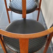 Niels Jorgen Haugesen String wood and leather chairs for Tranekaer, Denmark