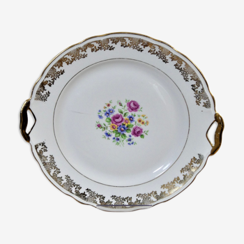 Plat à gâteaux plat de présentation porcelaine vintage