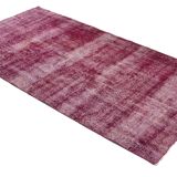 One-of-a-kind turkish handwoven vintage rug - rustic vintage charm 265x 140