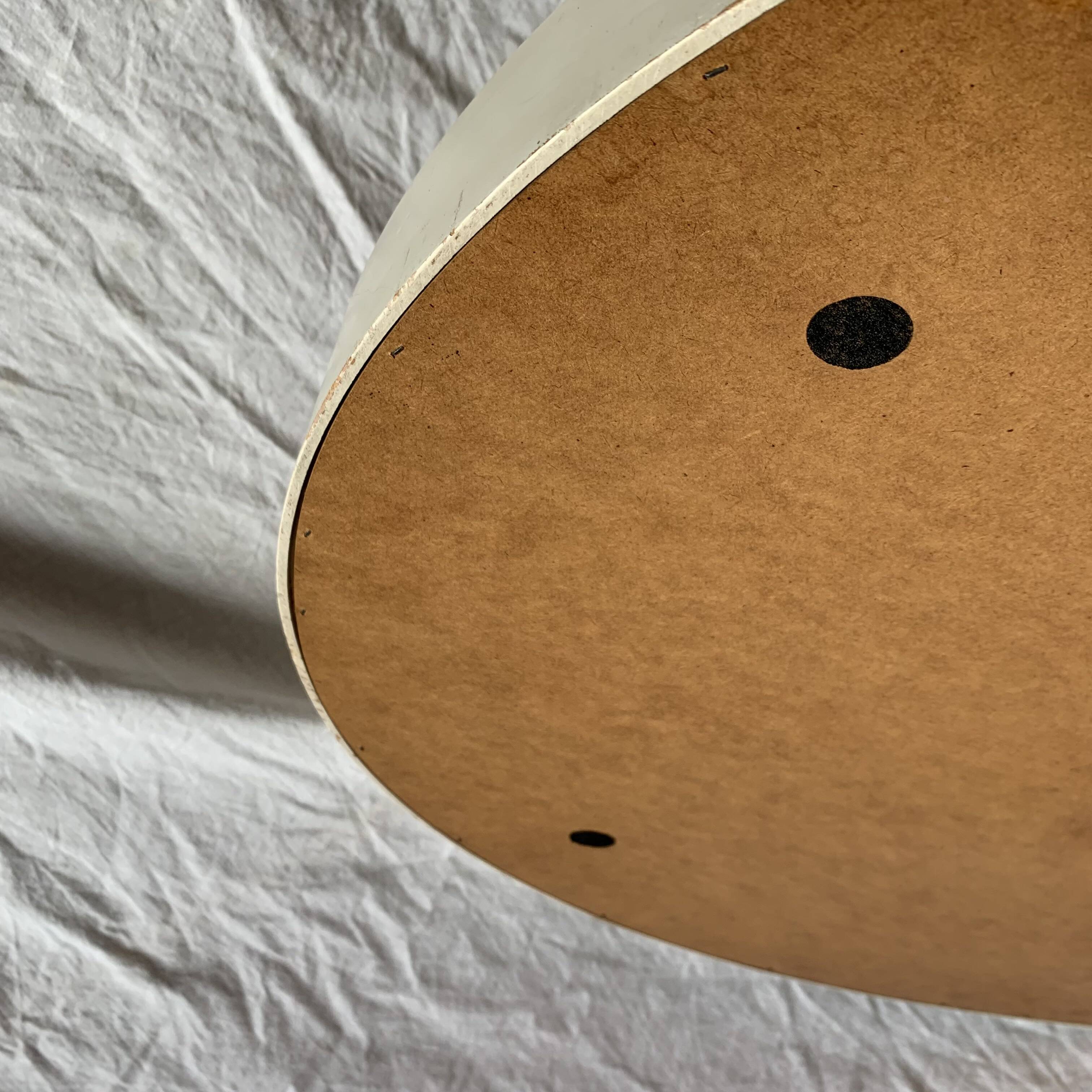 Vintage round mirror in white painted wood in one piece - 68 cm