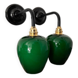 Pair of green opaline wall lights