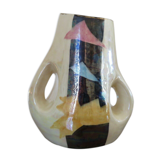 Large free-form vase in iridescent ceramic 60s