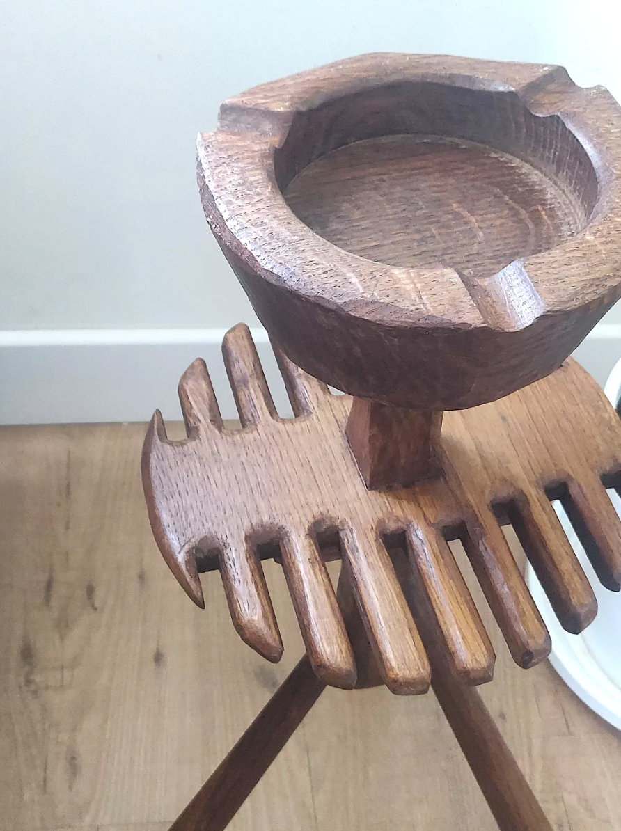 Brutalist ashtray in solid oak 50s