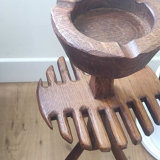 Brutalist ashtray in solid oak 50s