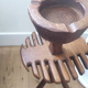 Brutalist ashtray in solid oak 50s
