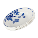 5 hollow Badonviller, pattern plates blue leaves French Antique