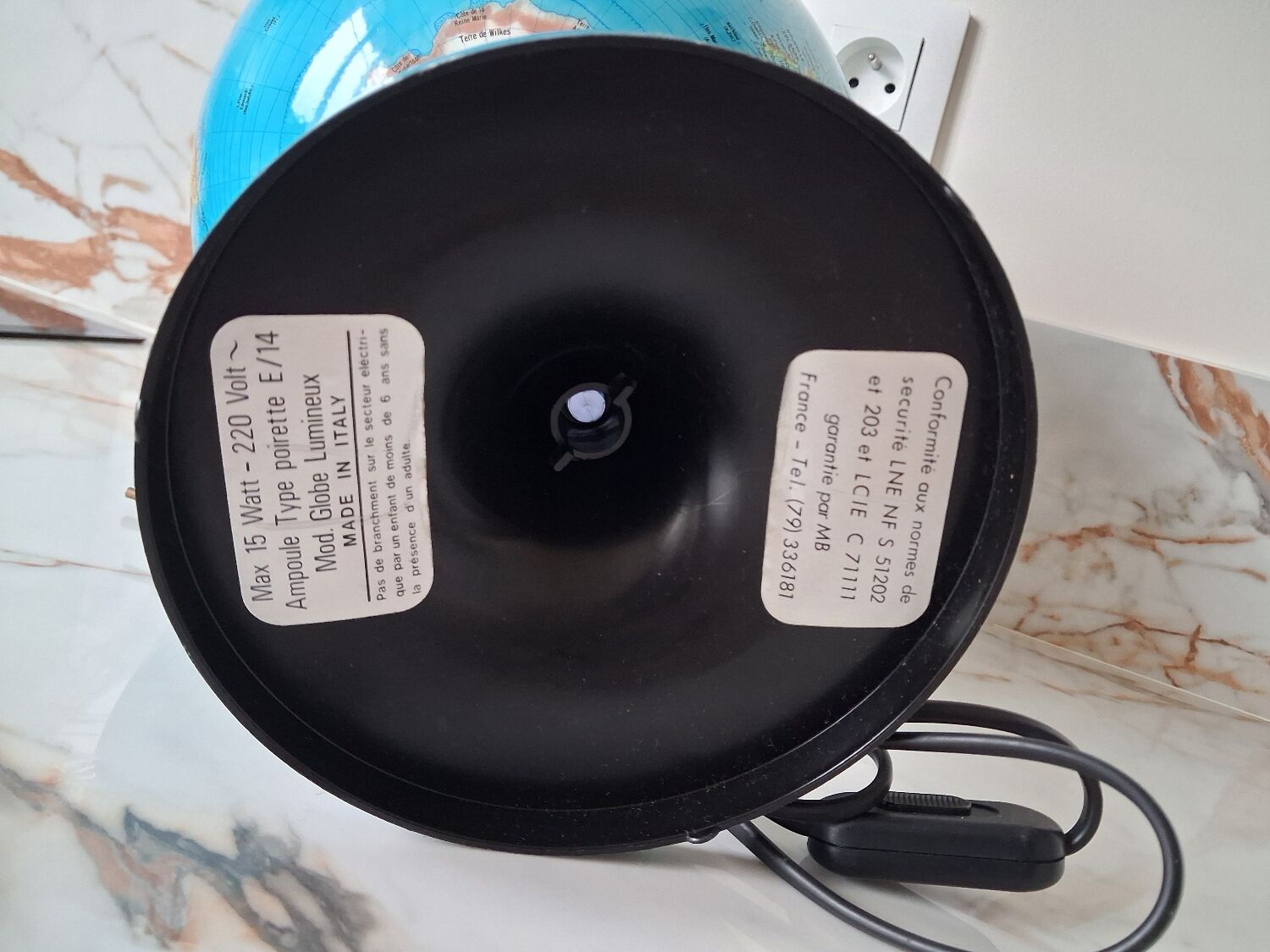 Illuminated globe from the 1970s.