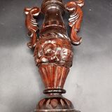 Carved wood amphora vase varnished