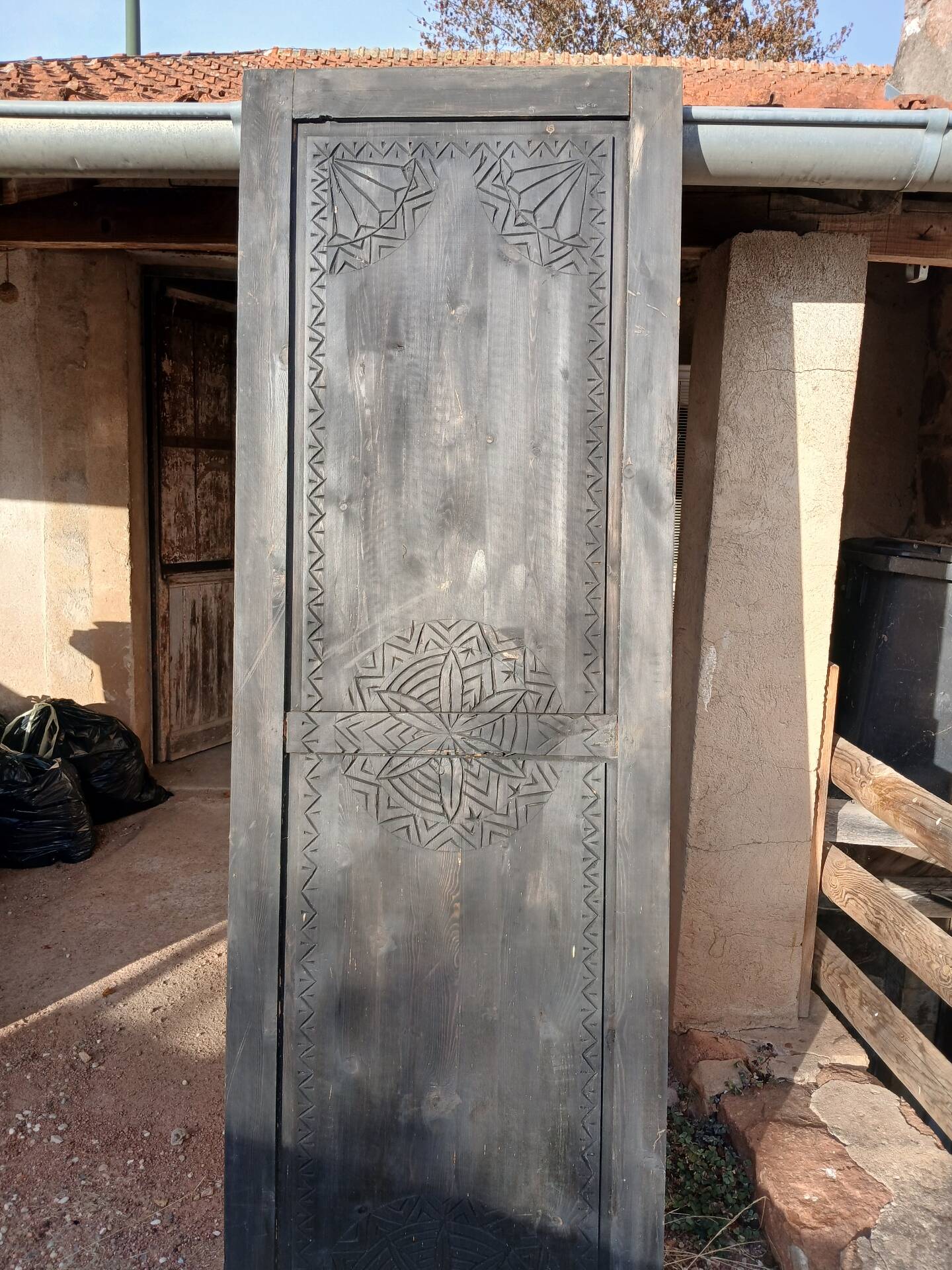 3 doors/old carved wooden panels