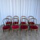 Set of 8 Vintage Bentwood Bistro Chairs: Red Upholstery