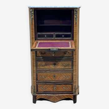 Lady's secretary, Napoleon III, from the end of the 19th century in rosewood and rosewood, marble top