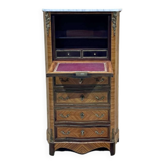 Lady's secretary, Napoleon III, from the end of the 19th century in rosewood and rosewood, marble top