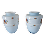 Pair of vintage blue opaline vases