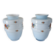Paire de vases vintages en opaline bleue