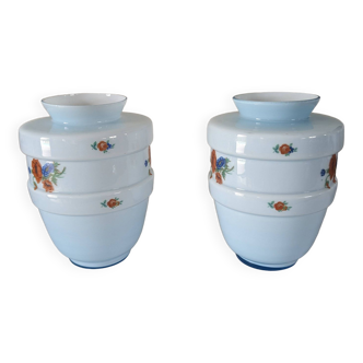 Pair of vintage blue opaline vases