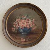 Round miniature by G. Grenon, bouquet of flowers, early 20th century