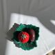 Vintage salt and pepper shaker colorful hand painted slip - Vegetables and leaf holder